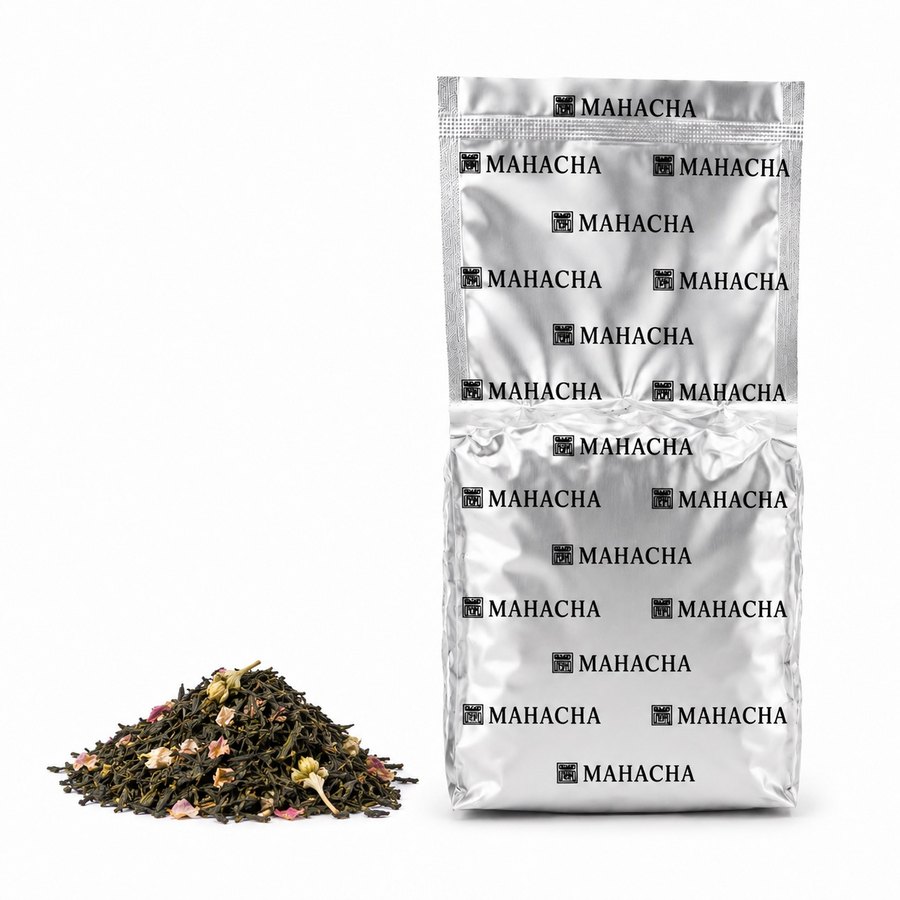Kyoto Dawn — loose leaf blend beside its sealed refill pouch