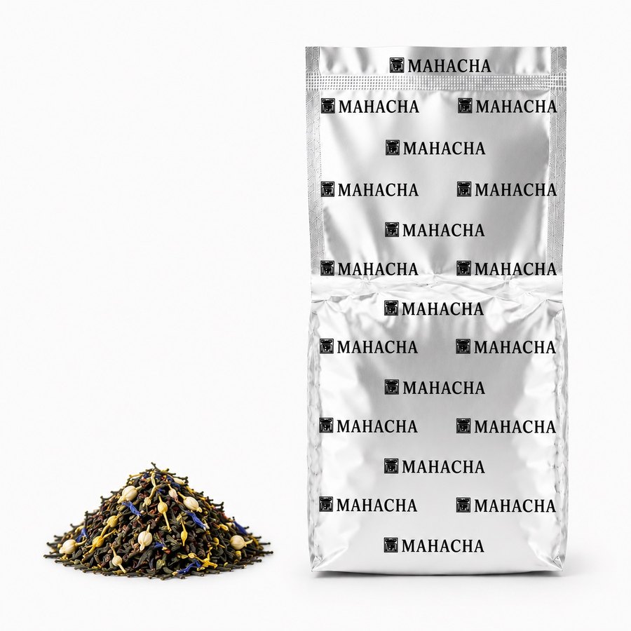 Moonlit Grove — loose leaf blend beside its sealed refill pouch