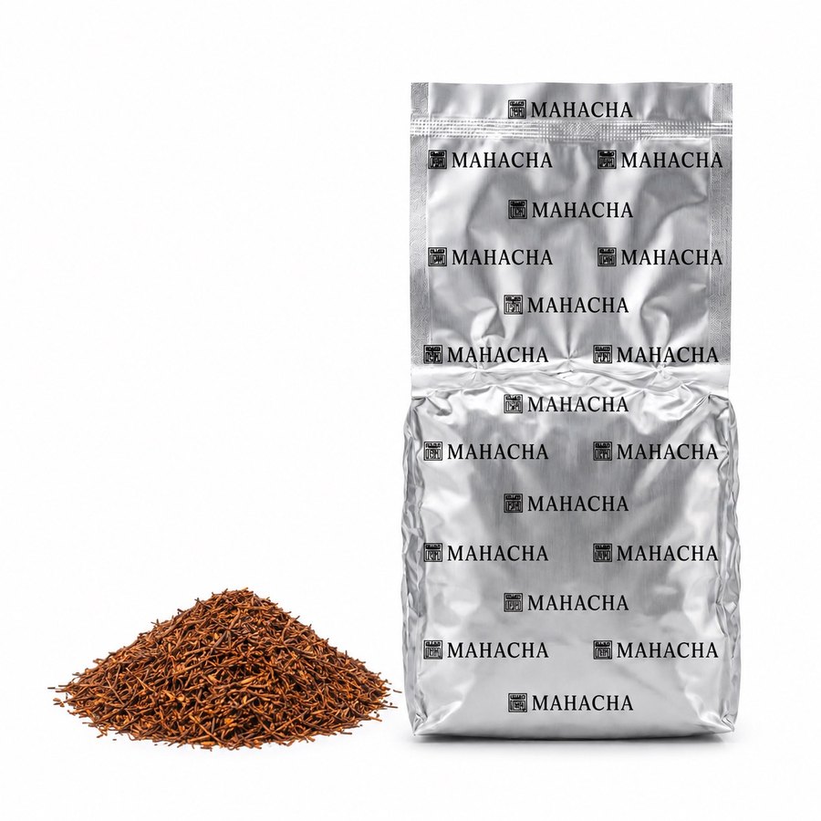 Rooibos — loose leaf blend beside its sealed refill pouch
