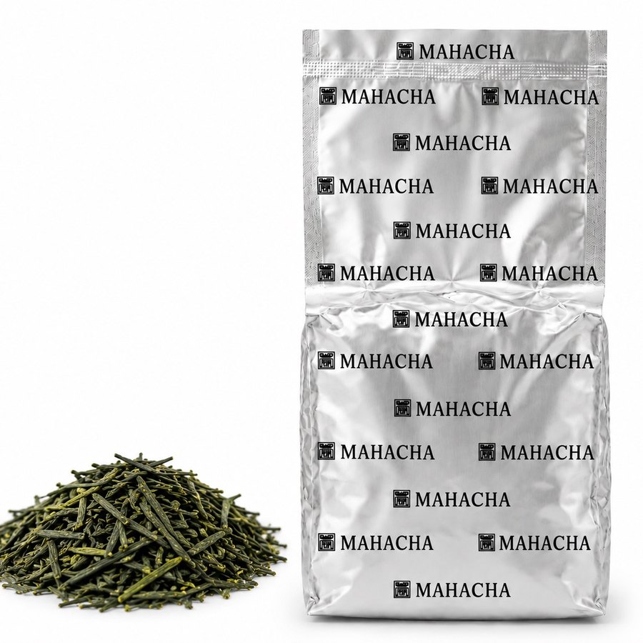 Sencha Classic — loose leaf blend beside its sealed refill pouch