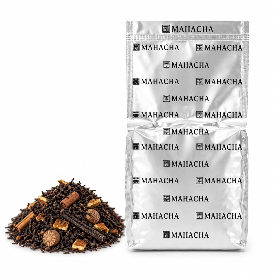 Sunset Spice — loose leaf blend beside its sealed refill pouch