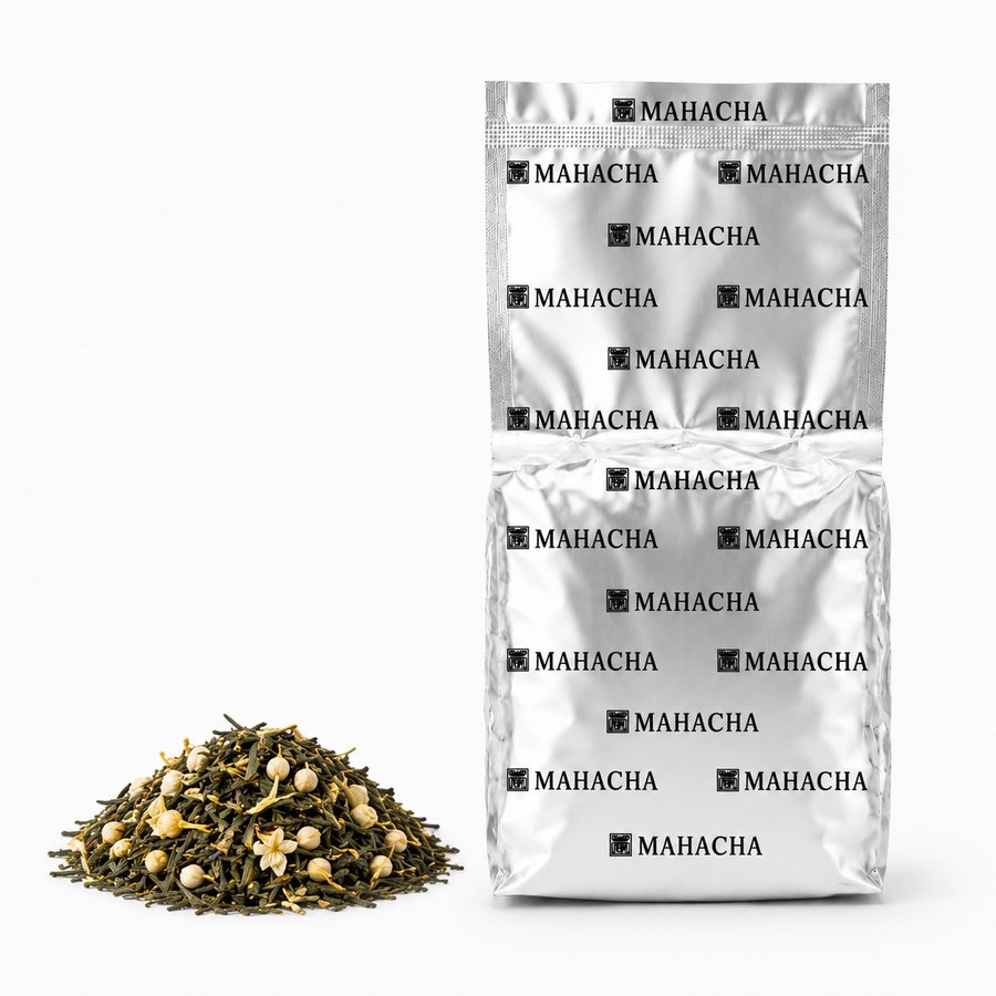White Jade — loose leaf blend beside its sealed refill pouch